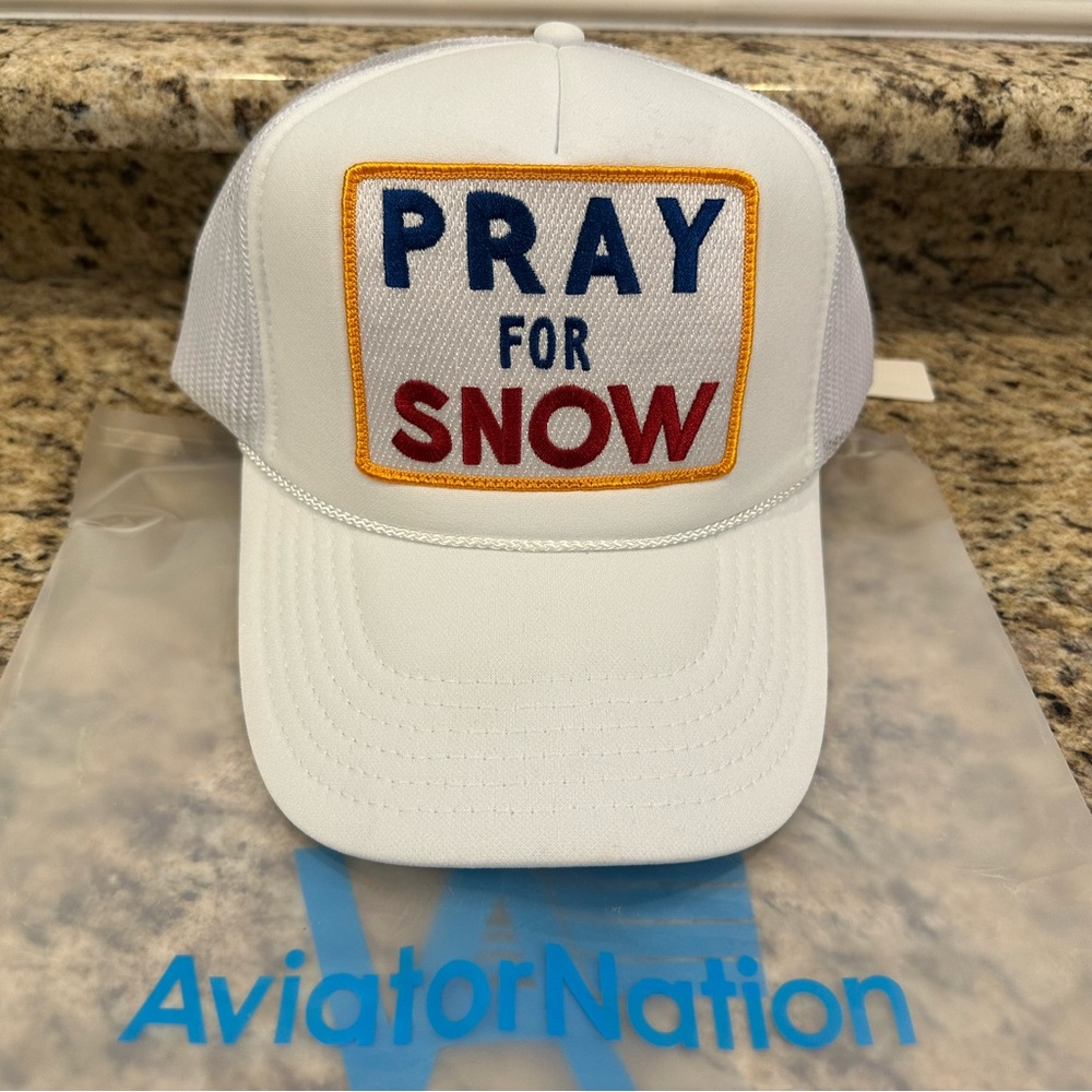 NWT Aviator Nation Pray For Snow Trucker Hat